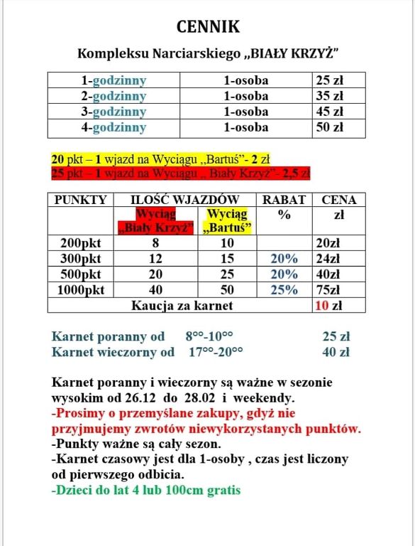 Ceny bialy klrzytz