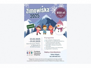 zimowisko w korbielowie ferie 2025 województwo śląskie