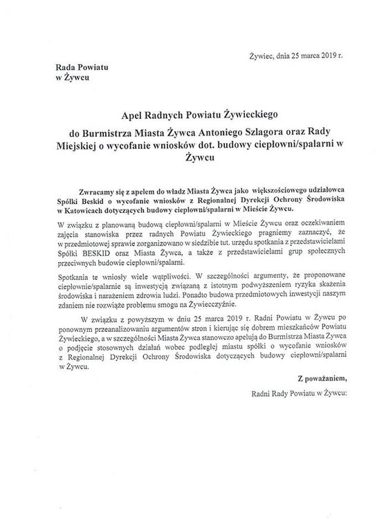 Apel przeciwko spalarni